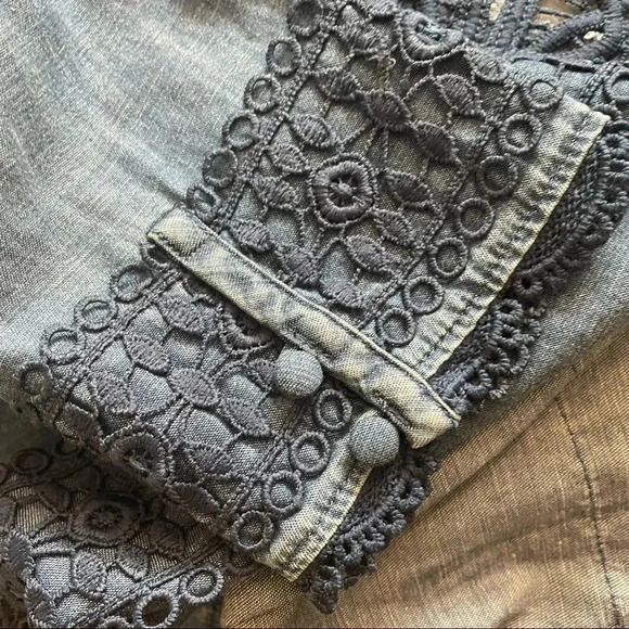 Holding Horses Denim Embroidered Blouse - Picture 6 of 8